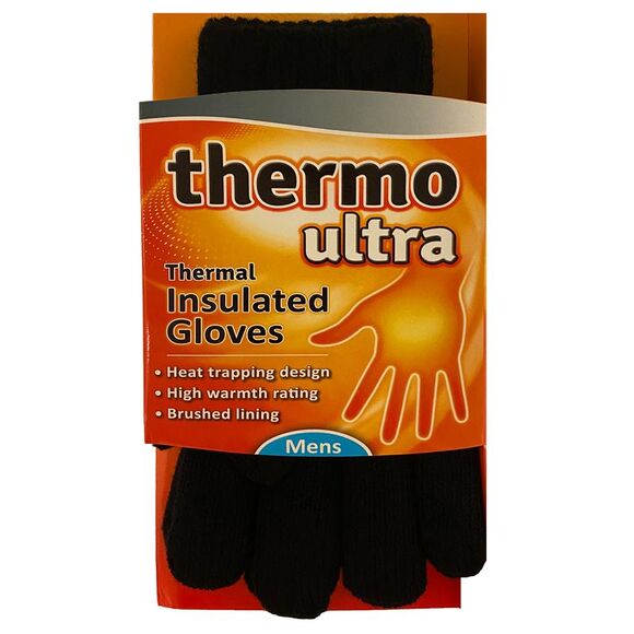 Mens Black Ultra Thermal Insulated Winter Heated Gloves - Picture 2 of 5